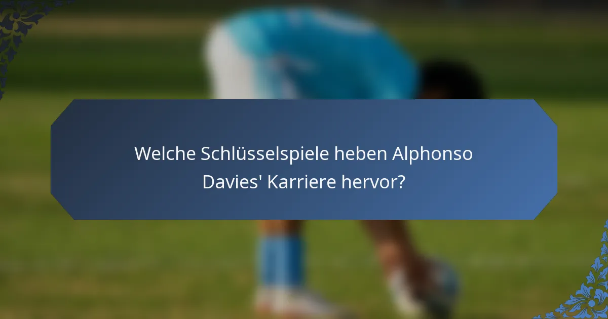 Welche Schlüsselspiele heben Alphonso Davies' Karriere hervor?