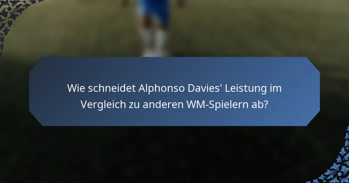 Wie schneidet Alphonso Davies' Leistung im Vergleich zu anderen WM-Spielern ab?