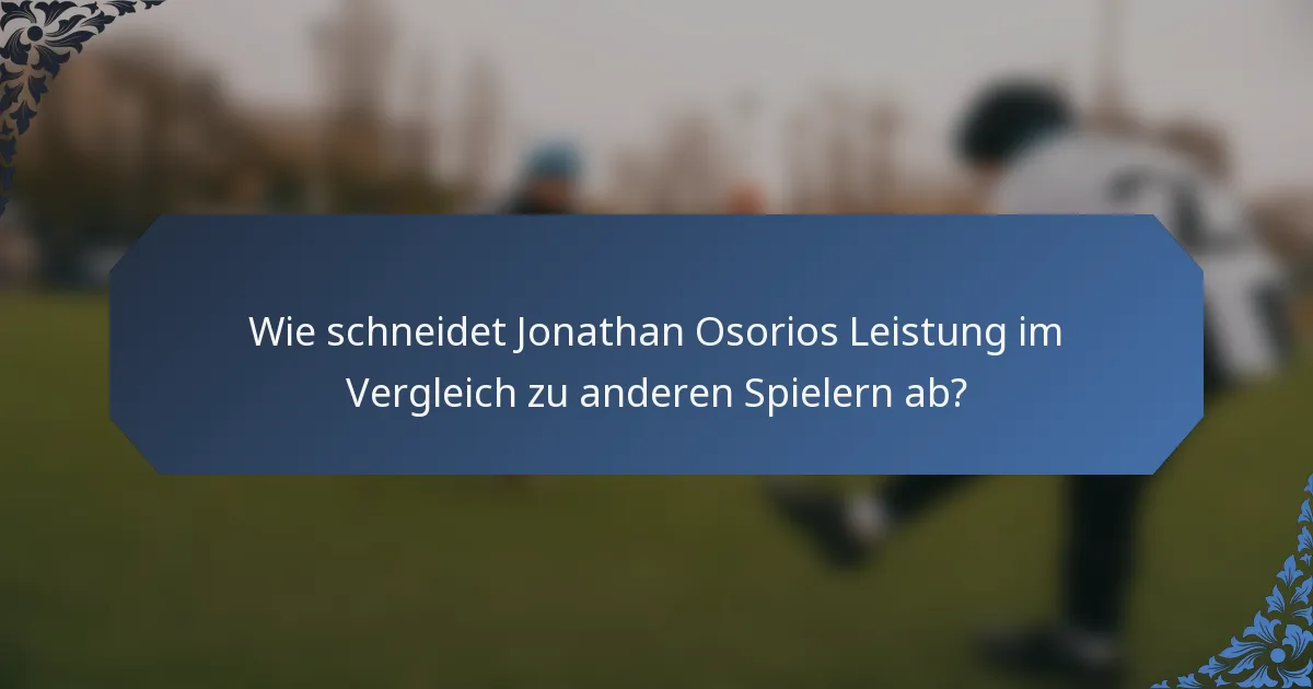 Wie schneidet Jonathan Osorios Leistung im Vergleich zu anderen Spielern ab?