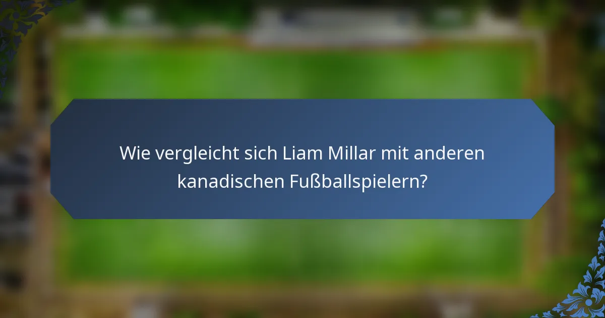 Wie vergleicht sich Liam Millar mit anderen kanadischen Fußballspielern?