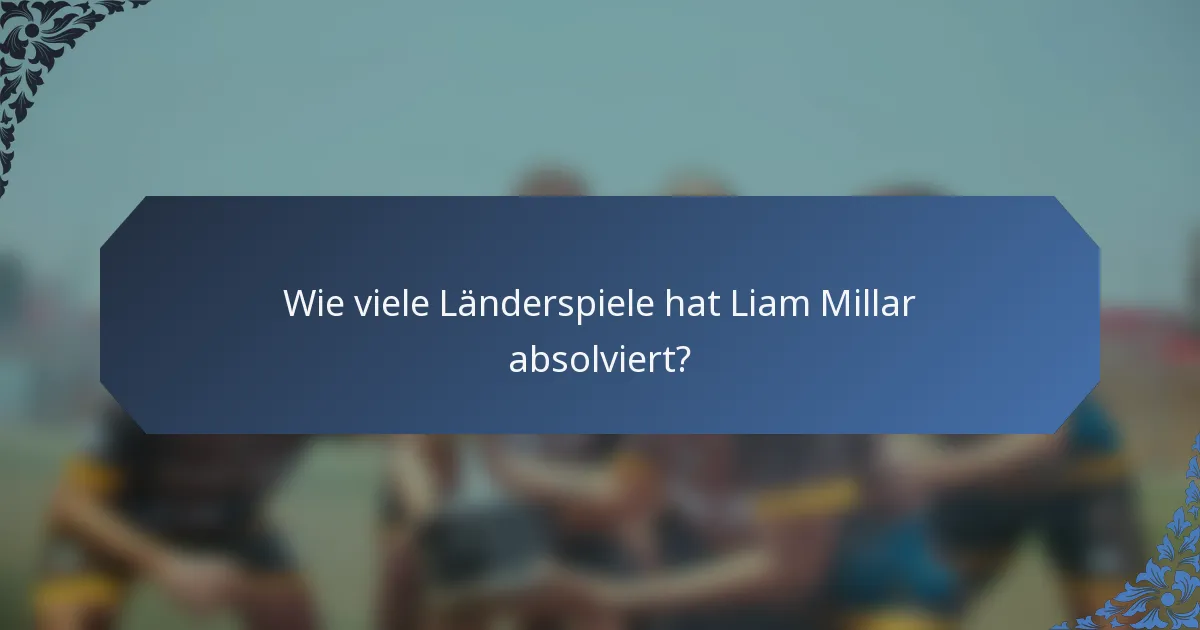 Wie viele Länderspiele hat Liam Millar absolviert?
